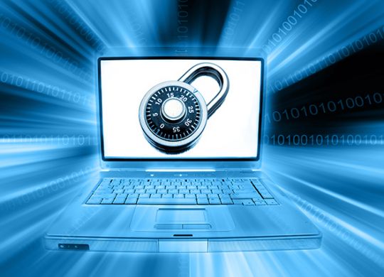 Laptop computer, padlock and codes
